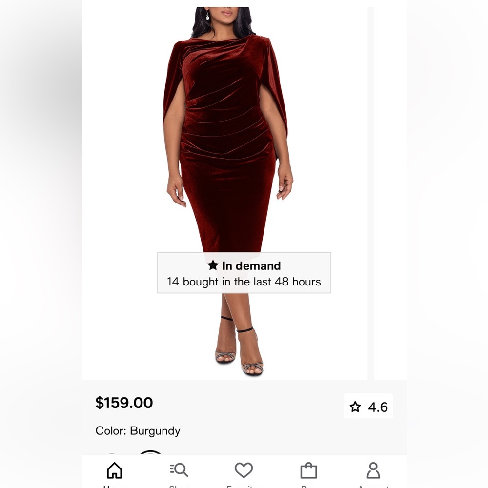 Betsy & Adam Cape Back Burgundy Velvet Dress